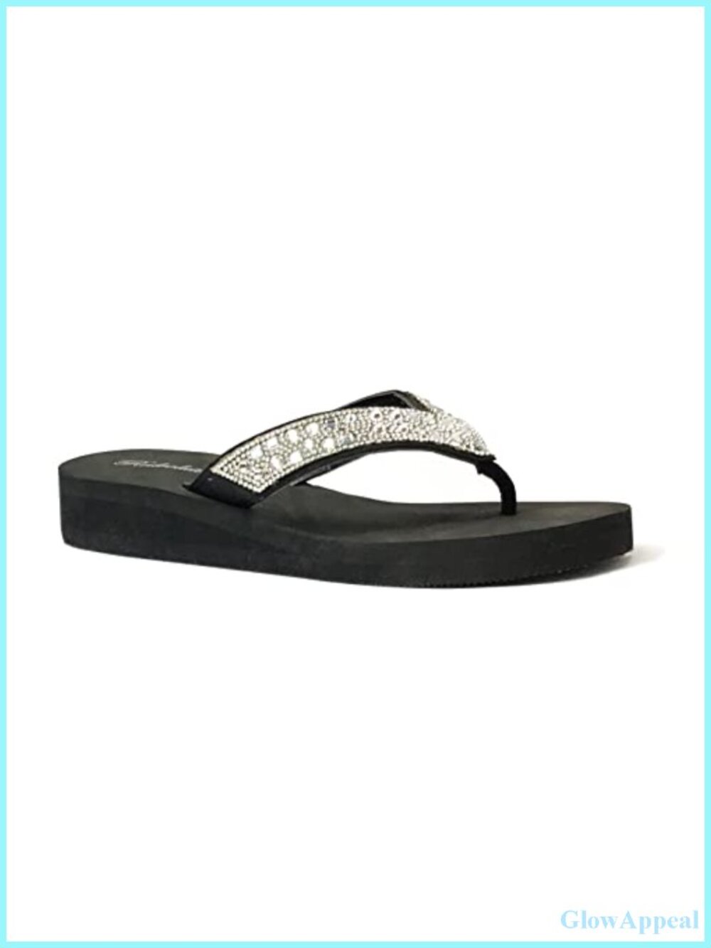 Rhinestone Wedge Sandals T-Strap Jewel Platform Flip Flops